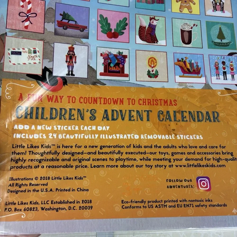 Kids Christmas Sticker Advent Calendar Holiday Countdown- Lot Of 3 NEW